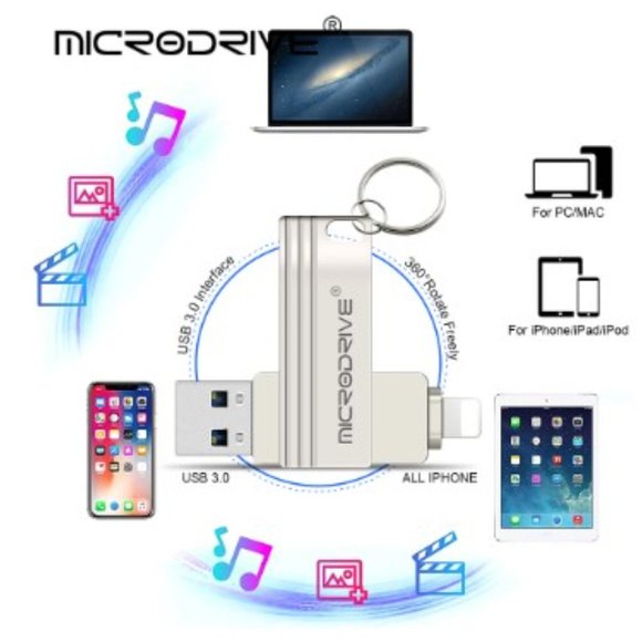 64GB USB Flash Drive 3.0 Memory Stick 2 in 1 USB-A to Lightning NIB - Picture 2 of 5